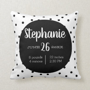 Birth stat modern nursery baby announcement throw pillow