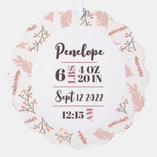 Birth Statistics First Christmas Ornament Card