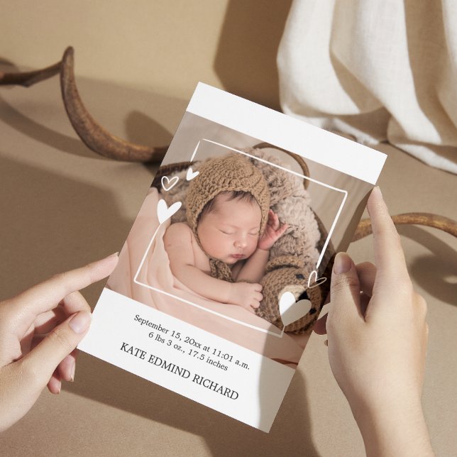  Birth Stats Photos Handwritten Baby Shower Thank You Card (Creator Uploaded)