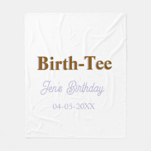 BIRTH TEE HAPPY BIRTHDAY NAME GOLDEN PURPLE MODERN FLEECE BLANKET
