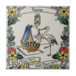 Birth Tile, Dutch Look, Personalize Tile<br><div class="desc">Add Name, date, city on this Dutch Look ceramic tile, personalized gift for baby.</div>
