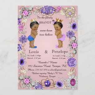 birth twin babies announcement, pink, colourful announcement