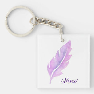 Birth Violet feather Holiday gift Keychain
