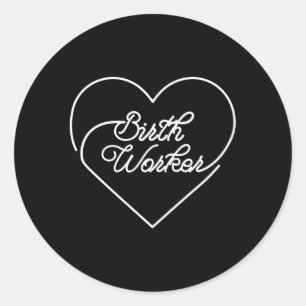 Birth Worker White He Classic Round Sticker