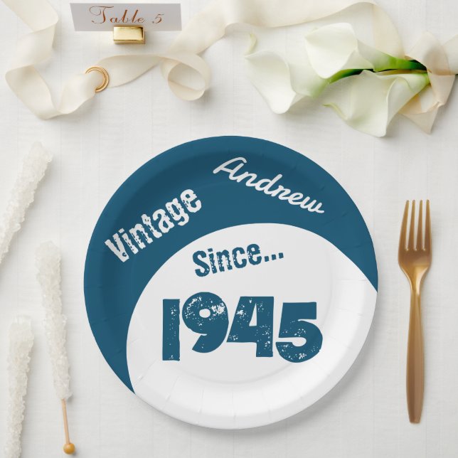 Birth Year 1945 80th Birthday Paper Plate (Wedding)