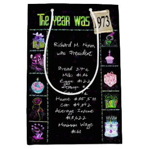 Birth Year 1973 Fun Trivia On Black Medium Gift Bag