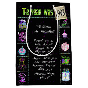 Birth Year 1993 Fun Trivia On Black Medium Gift Bag