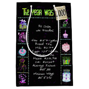 Birth Year 2000 Fun Trivia On Black Medium Gift Bag
