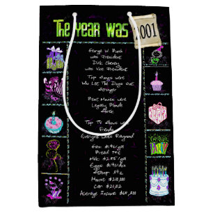 Birth Year 2001 Fun Trivia On Black Medium Gift Bag