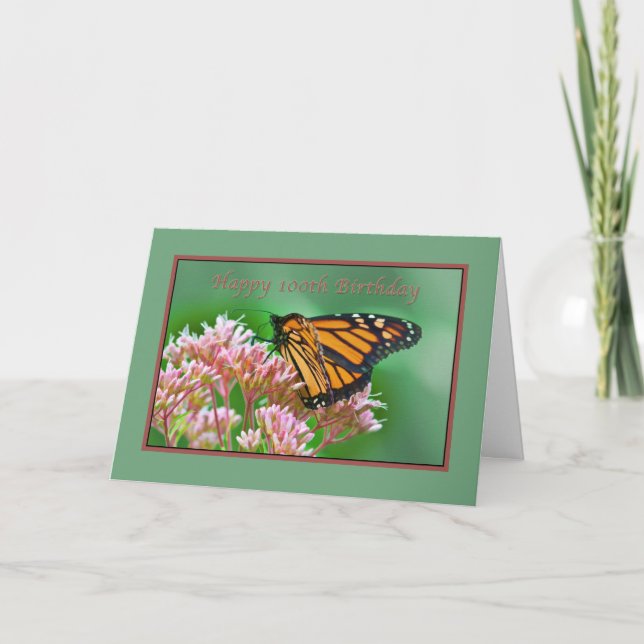 Birthday, 100th, Monarch Butterfly Card (Front)