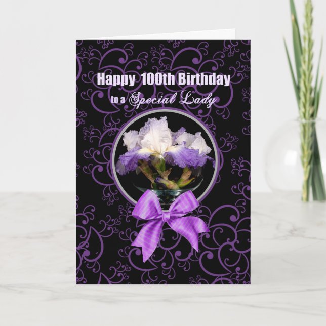 Birthday - 100th - Special Lady - Purple Iris Card (Front)
