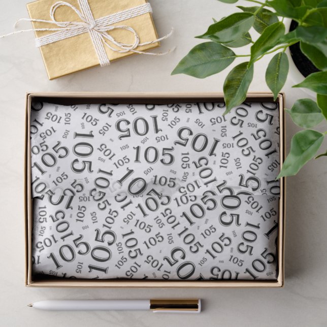 Birthday 105th Black/White Random Number Pattern Tissue Paper (Gift)