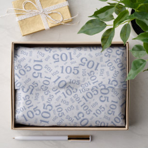 Birthday 105th Blue/White Random Number Pattern Tissue Paper
