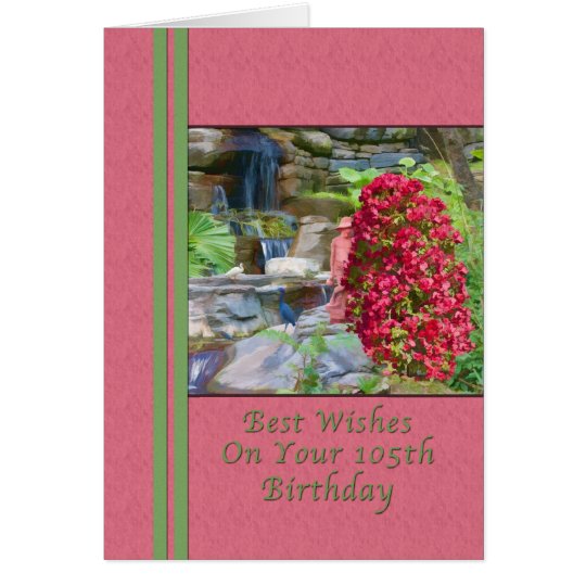 Birthday, 105th, Bougainvillea, Birds, Waterfall Card