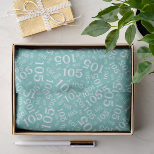 Birthday 105th Teal/White Random Number Pattern Tissue Paper