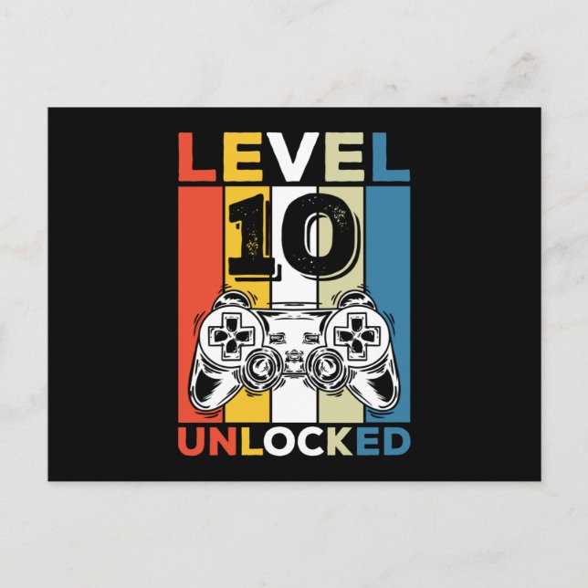 Birthday 10th Level Unlocked 10 Gaming Vintage Postcard (Front)