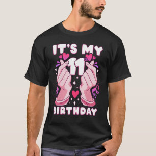 Birthday 11 years old, K-pop, finger heart, Sarang T-Shirt