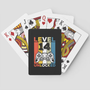 Birthday 14th Level Unlocked 14 Gaming Vintage Playing Cards