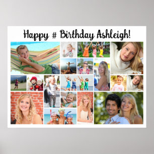 Birthday 18 Photo Collage Custom Personalized Poster