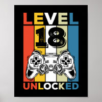 Birthday 18th Level Unlocked 18 Gaming Vintage