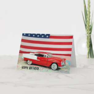Birthday 1955 Chevy Car On Map Card