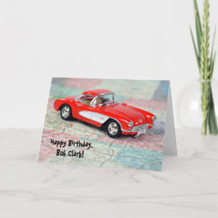 birthday 1957 Corvette on map Card