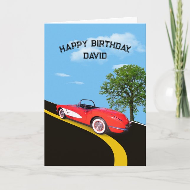Birthday 1960 Red and White Corvette  Card (Front)