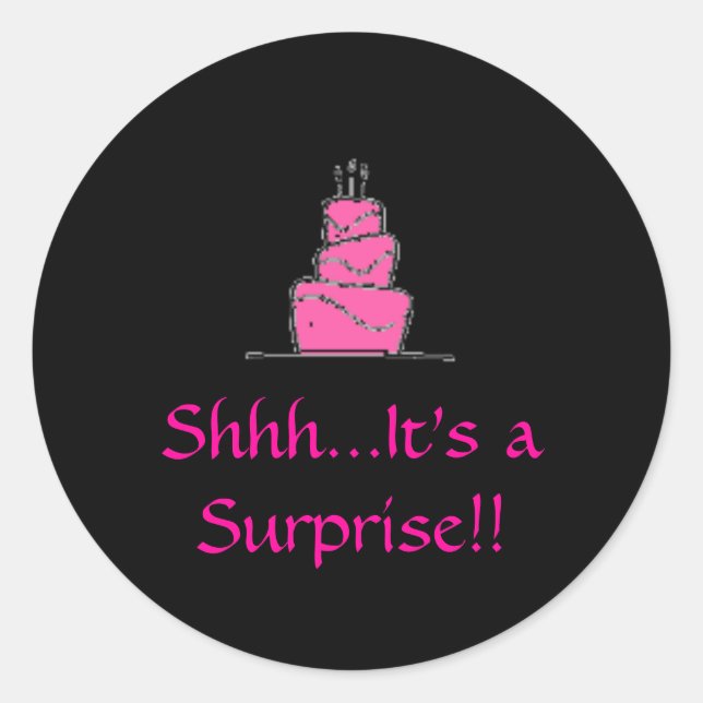 birthday%20cake, Shhh...It's a Surprise!! Classic Round Sticker (Front)