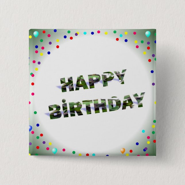 Birthday 2 Inch Square Button (Front)