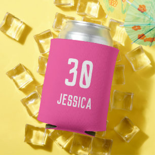 Birthday 30th Elegant Pink Modern Elegant Favours Can Cooler
