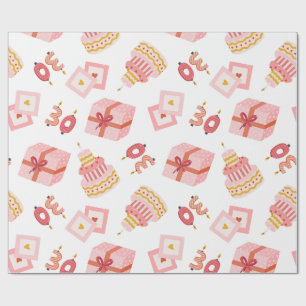 Birthday 30th white and pink wrapping paper
