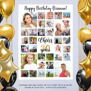 Birthday 32 Photo Collage Cheers to Years Poster