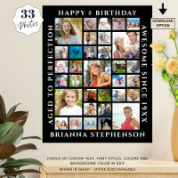 Birthday 33 Photo Collage Custom Personalized
