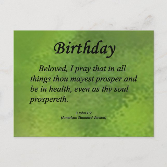 Birthday 3 John 1-2 Postcard (Front)