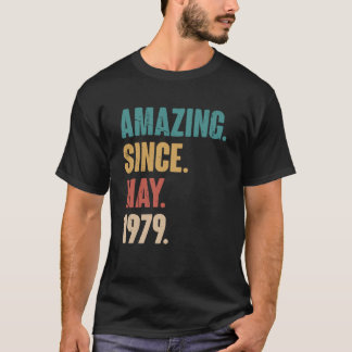 Birthday 44th Decoration  Amazing Since May 1979 T-Shirt