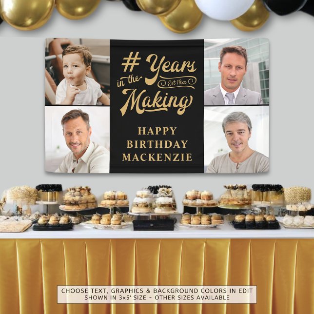 Birthday 4 Photos Years in the Making Black Gold Banner (Creator Uploaded)