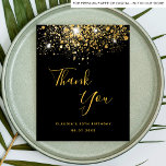 Birthday 50 black gold budget hank you card<br><div class="desc">A thank you card for a 50th (or any age) birthday. A black background colour,  decorated with faux gold glitter. On front large golden coloured hand lettered script and the text: Thank You,  your text,  title and a date. 
Back: Template for Your thank you note and name.</div>