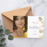 Birthday 50 golden eucalyptus gold modern thank you card<br><div class="desc">A modern and elegant photo thank you card. A chic white background decorated with golden eucalyptus foliage.  Personalize and add your photo,  your thank you note and name.  
Back: white background.</div>