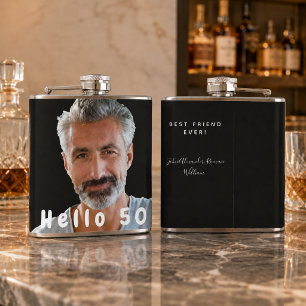 Birthday 50 photo guys text hip flask