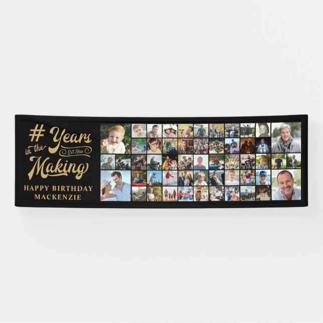 Birthday 53 Photo Collage Years in the Making Banner (Horizontal)