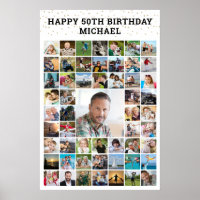 Birthday 55 Photo Collage Any Age Custom