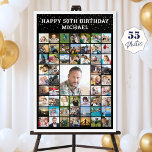 Birthday 55 Photo Collage Your Text and Colour Poster<br><div class="desc">Celebrate any age birthday with a photo memories display utilizing this easy-to-upload photo collage template on a poster print with 55 square pictures of him or her through the years for a party or as a commemorative keepsake. The design features your custom text (the sample suggests HAPPY # BIRTHDAY NAME),...</div>