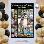 Birthday 55 Photo Collage Your Text and Colour Poster<br><div class="desc">Celebrate any age birthday with a photo memories display utilizing this easy-to-upload photo collage template on a poster print with 55 square pictures of him or her through the years for a party or as a commemorative keepsake. The design features your custom text (the sample suggests HAPPY # BIRTHDAY NAME),...</div>