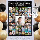 Birthday 55 Photo Collage Your Text and Colour Poster<br><div class="desc">Celebrate any age birthday with a photo memories display utilizing this easy-to-upload photo collage template on a poster print with 55 square pictures of him or her through the years for a party or as a commemorative keepsake. The design features your custom text (the sample suggests HAPPY # BIRTHDAY NAME),...</div>