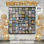 Birthday 60 Photo Collage Personalized Tapestry<br><div class="desc">Create a photo collage sign or party backdrop for any age birthday utilizing this easy-to-upload template with 60 square pictures personalized with your custom text and their age against an editable black background you can change to coordinate with party theme colours. Makes a memorable birthday celebration decoration or keepsake for...</div>