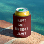 Birthday 60th Elegant Burgundy Dad Stylish Can Cooler<br><div class="desc">Burgundy 60th birthday can cooler. Perfect for dad,  grandad,  stepdad. Golfer gift idea. You can personalize the year.</div>