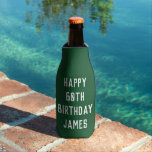 Birthday 60th Elegant Green Dad Stylish Bottle Cooler<br><div class="desc">Green 60th birthday bottle cooler. Perfect for dad,  grandad,  stepdad. You can personalize the year and name.</div>
