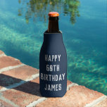 Birthday 60th Elegant Navy Blue Dad Stylish Bottle Cooler<br><div class="desc">Navy Blue 60th birthday bottle cooler. Perfect for dad,  grandad,  stepdad. You can personalize the year and name.</div>
