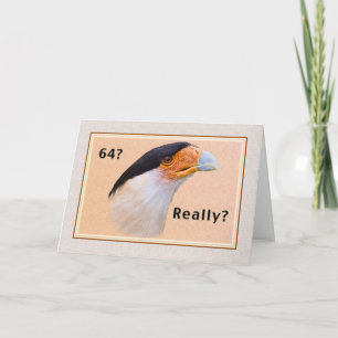 Birthday, 64th, Crested Caracara Bird Card