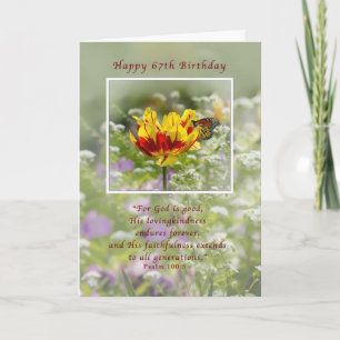 Birthday, 67th, Religious, Butterfly Card